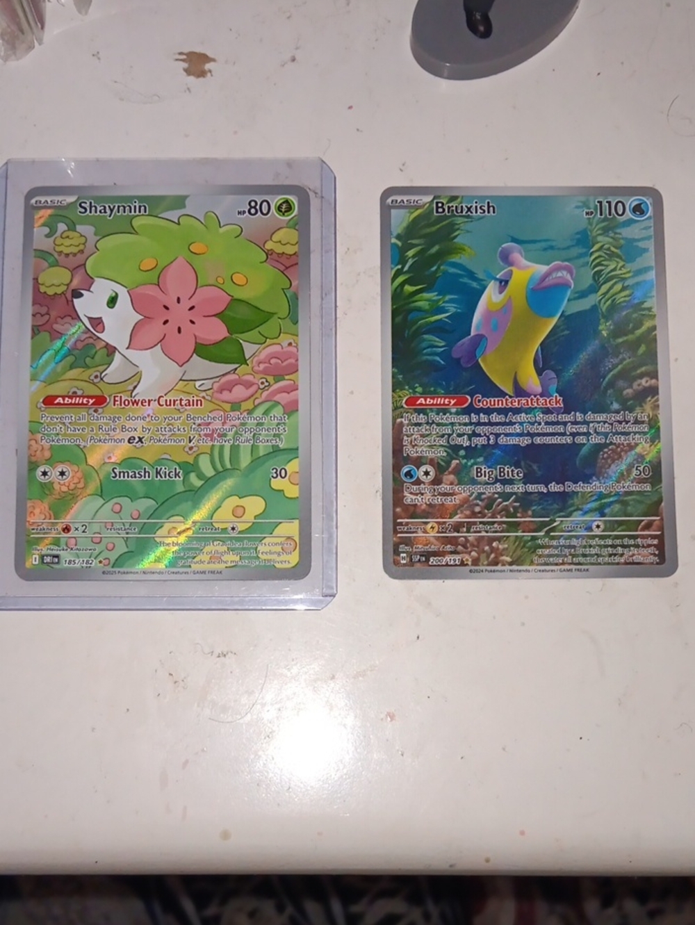 Trading Card - Shaymin & Bruxish Holo Cards (Green, Blue)